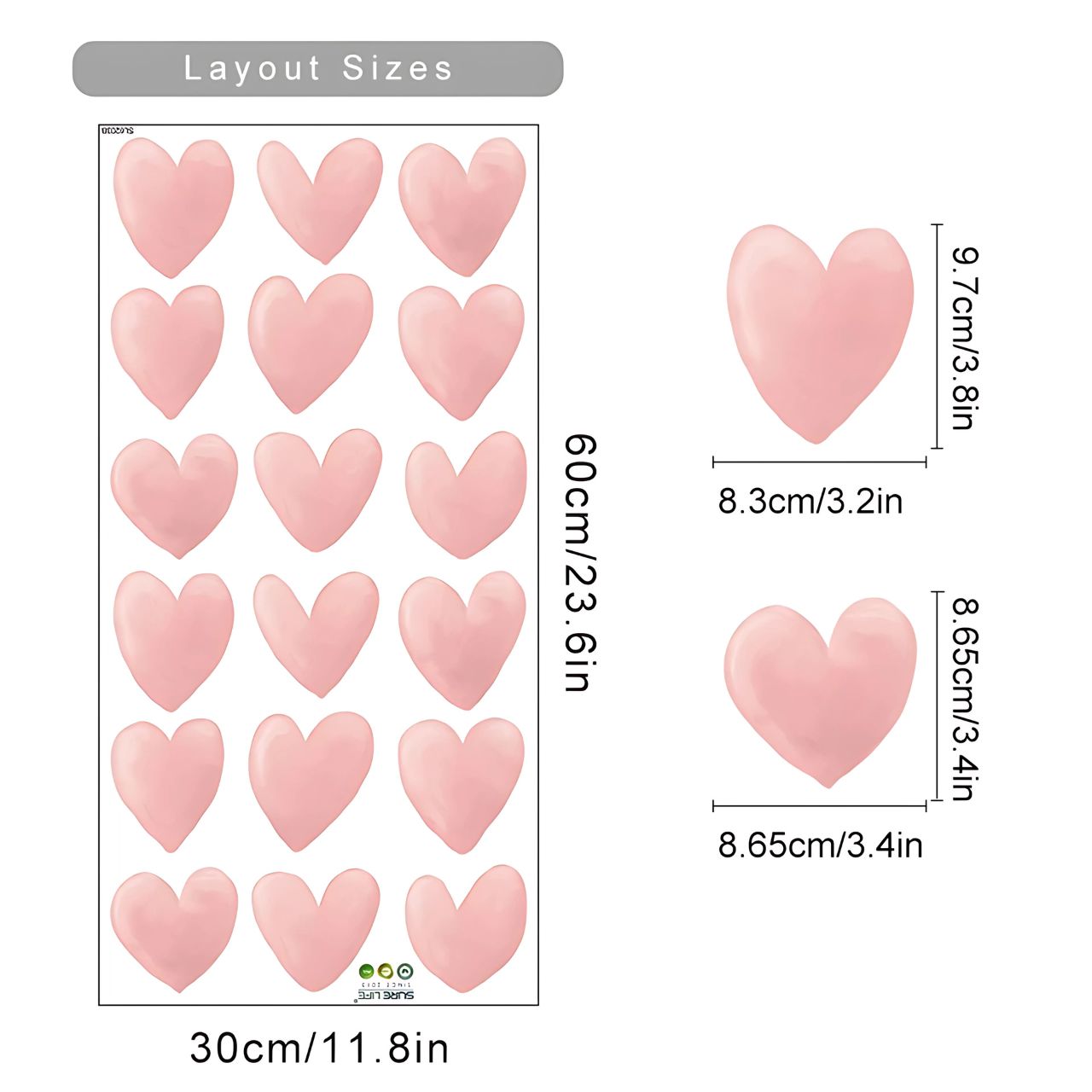 Pink Heart Kids Wall Stickers