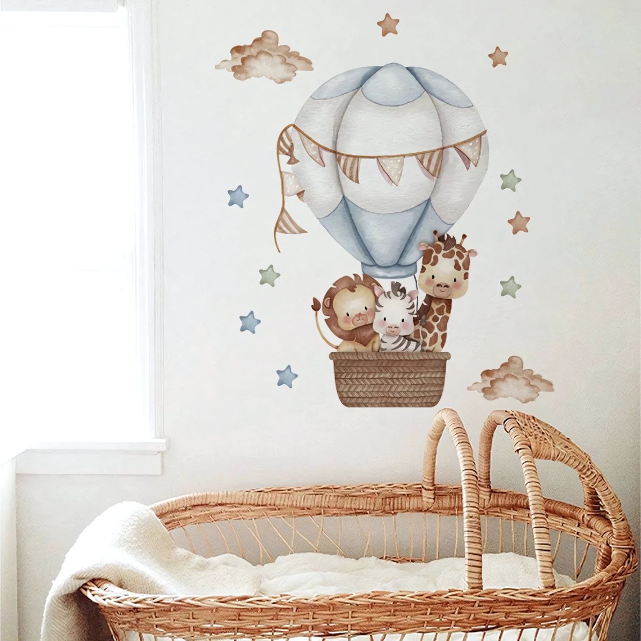Giraffe in Hot Air Balloon Kids Wall Stickers