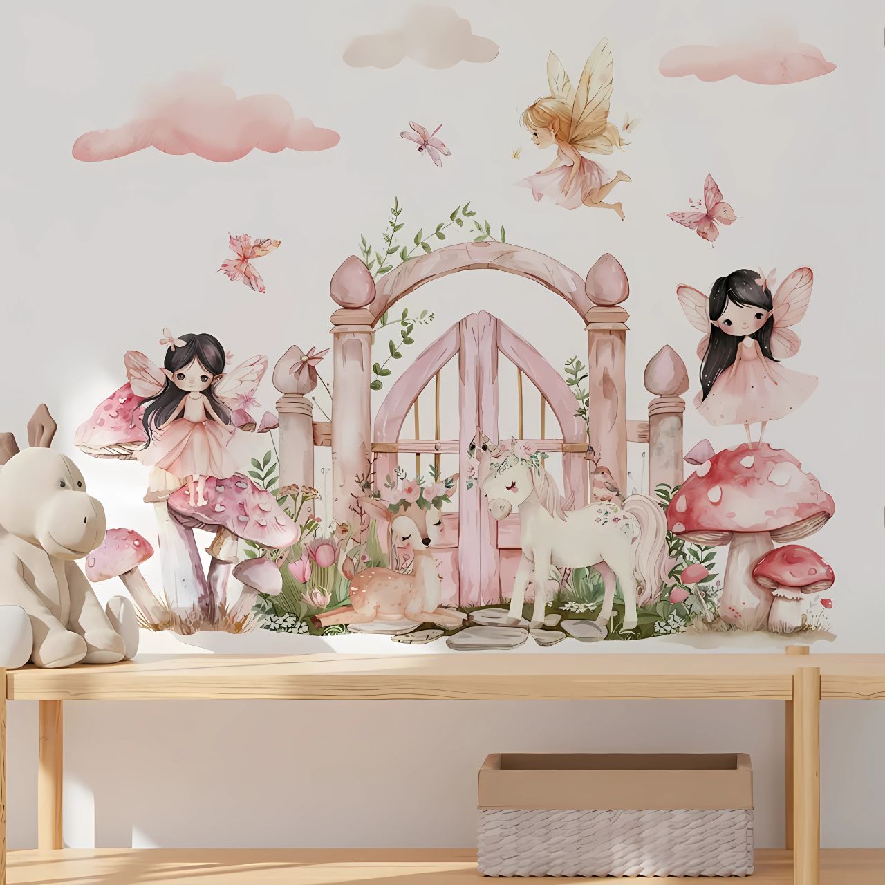 Elf Princess with Mushroom House Kids Wall Sticker