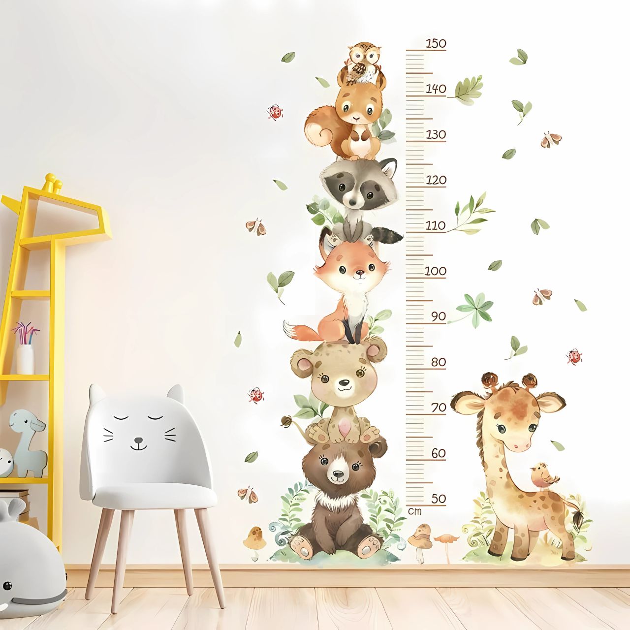 Large Animal Height Chart Kids Wall Stickers