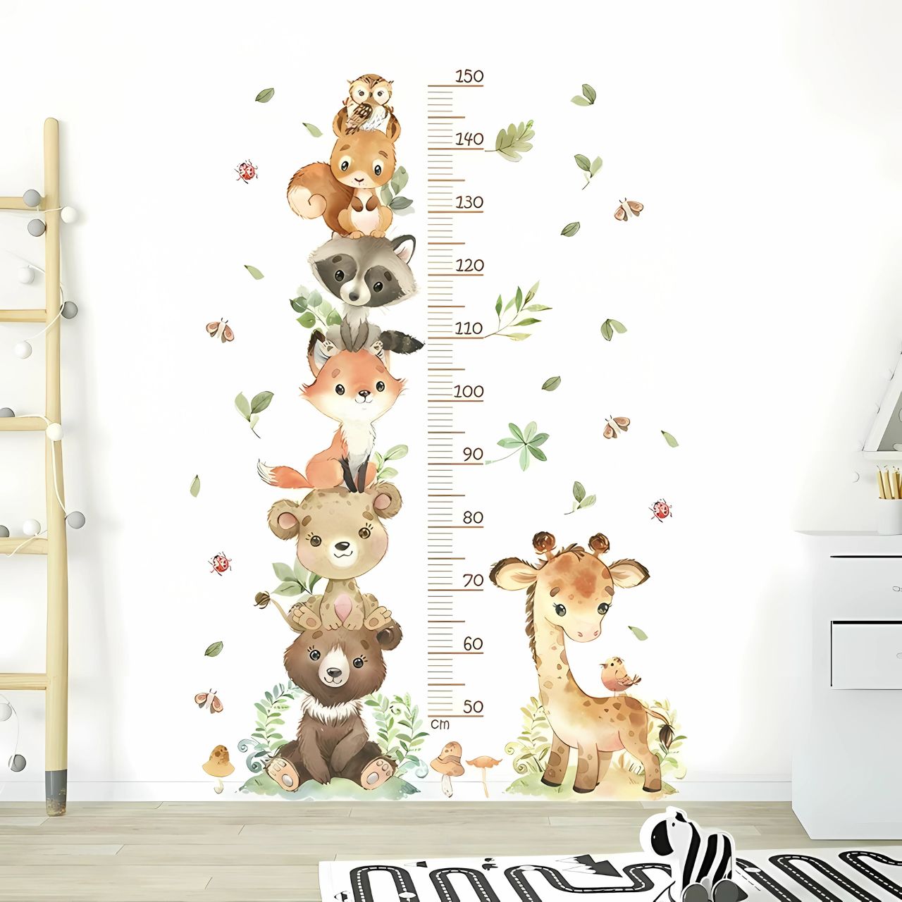 Large Animal Height Chart Kids Wall Stickers