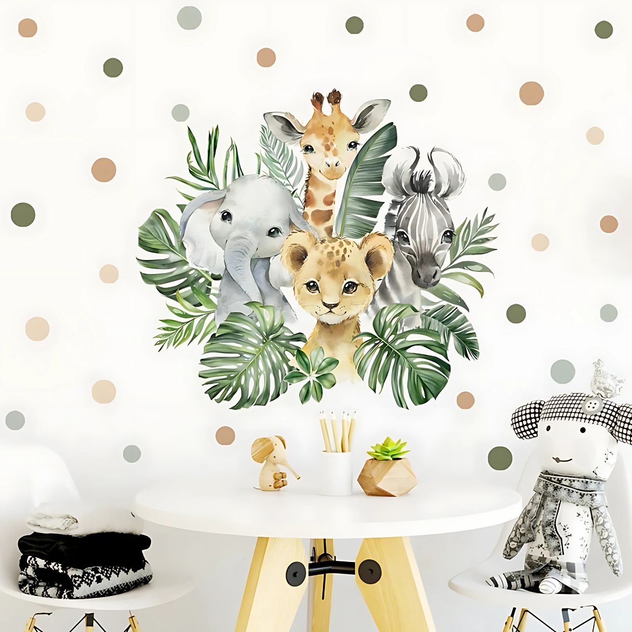 Jungle Animals & Leaves Kids Wall Stickers