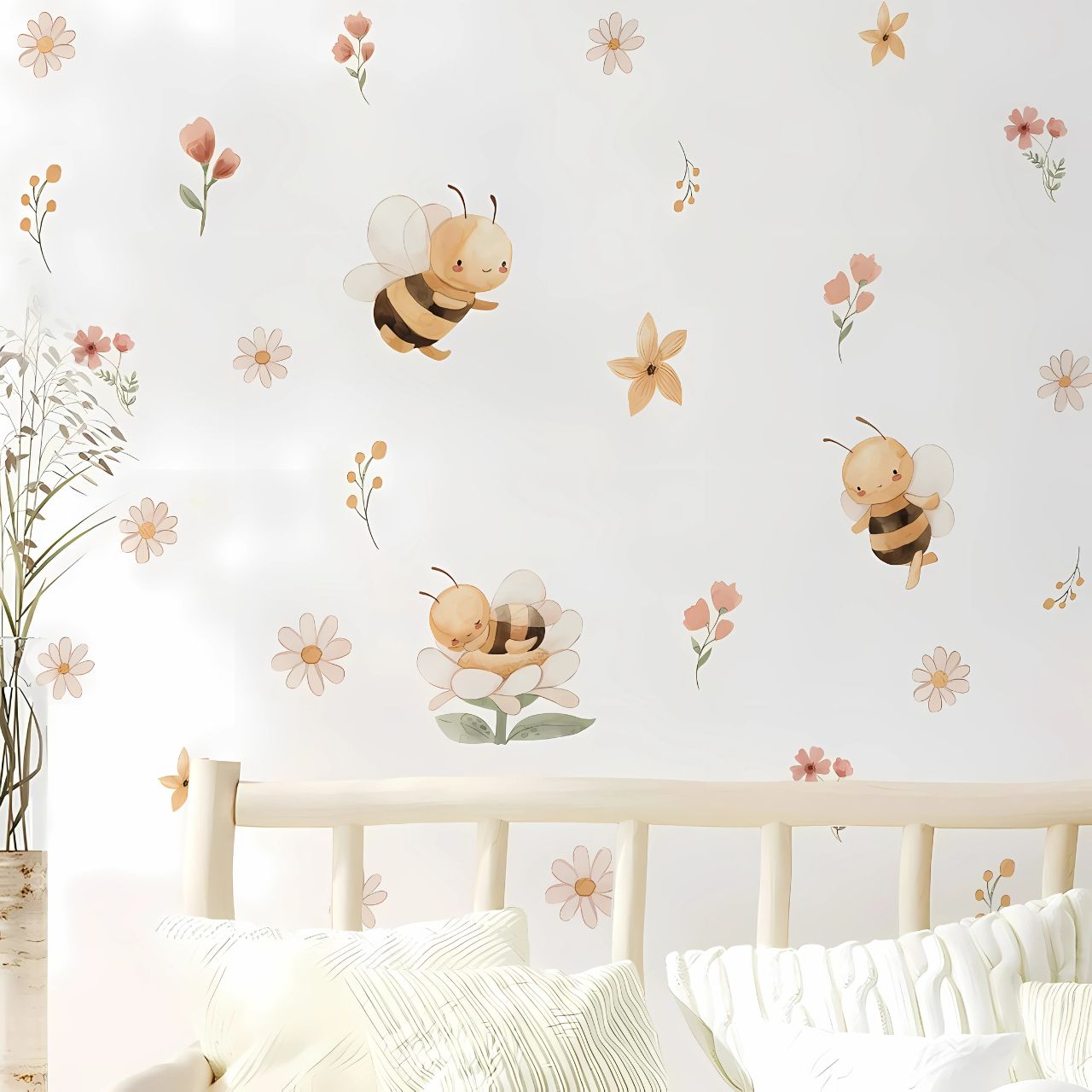 Boho Bee & Flowers Kids Wall Stickers