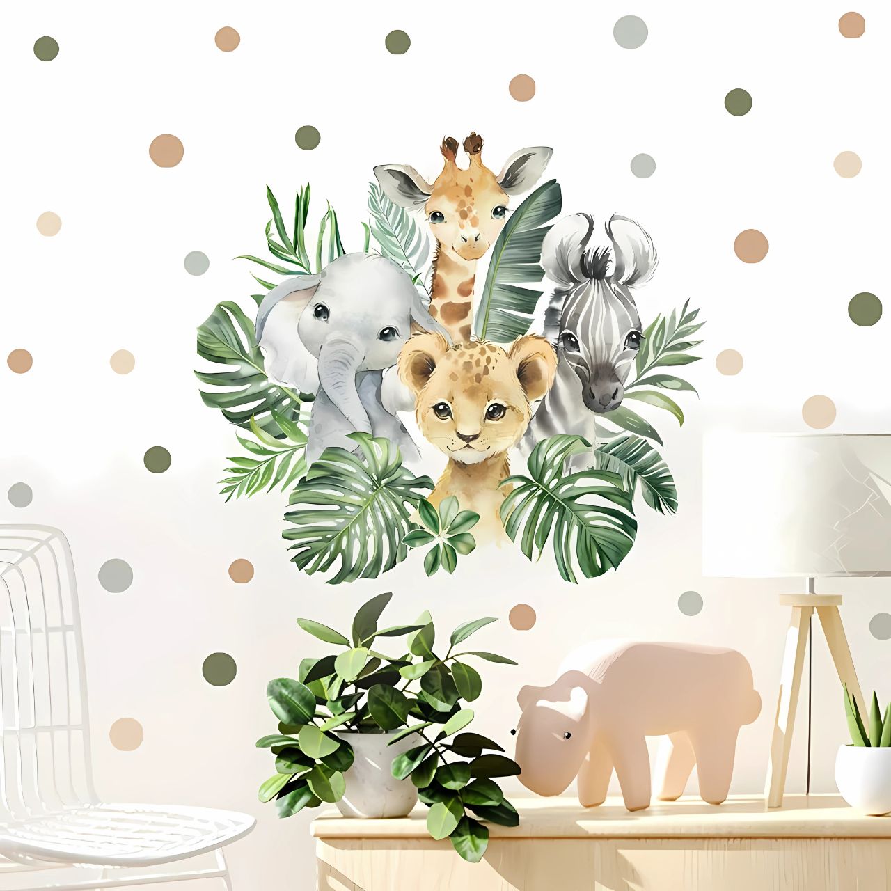 Jungle Animals & Leaves Kids Wall Stickers