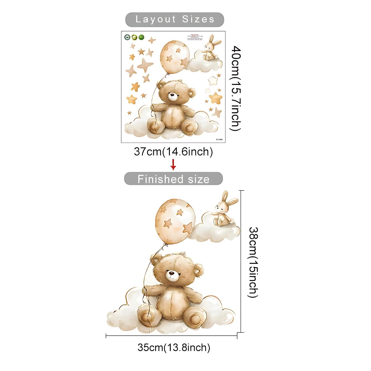 Bear Holding Balloons Kids Wall Sticker