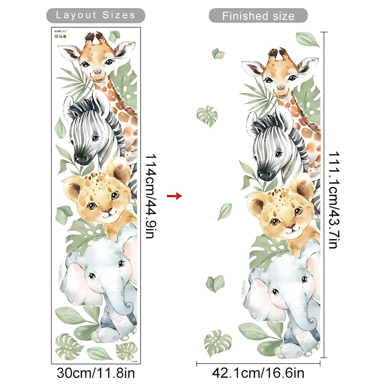 Jungle Animals Door Kids Wall Stickers