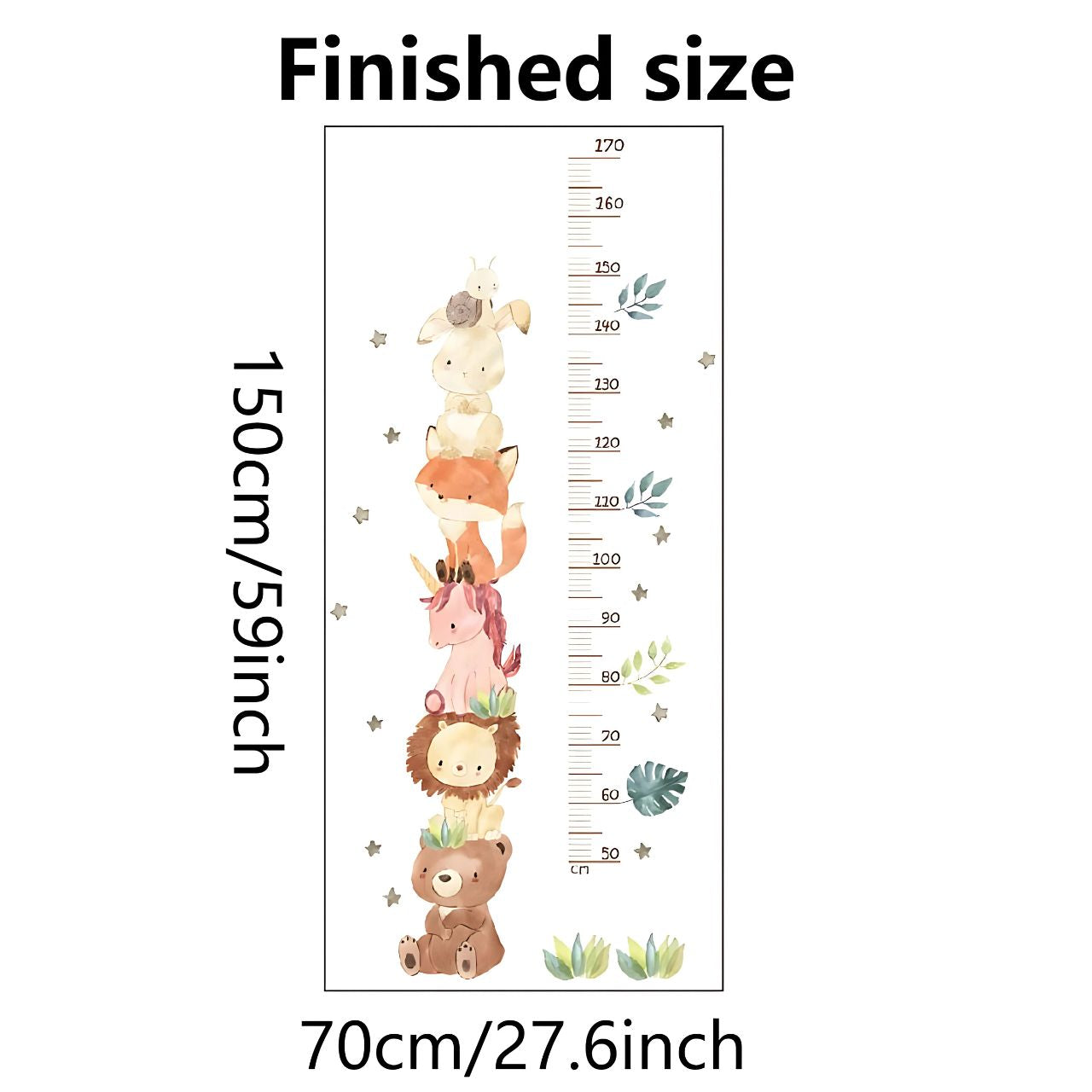 Nordic Animal Height Chart Kids Wall Stickers