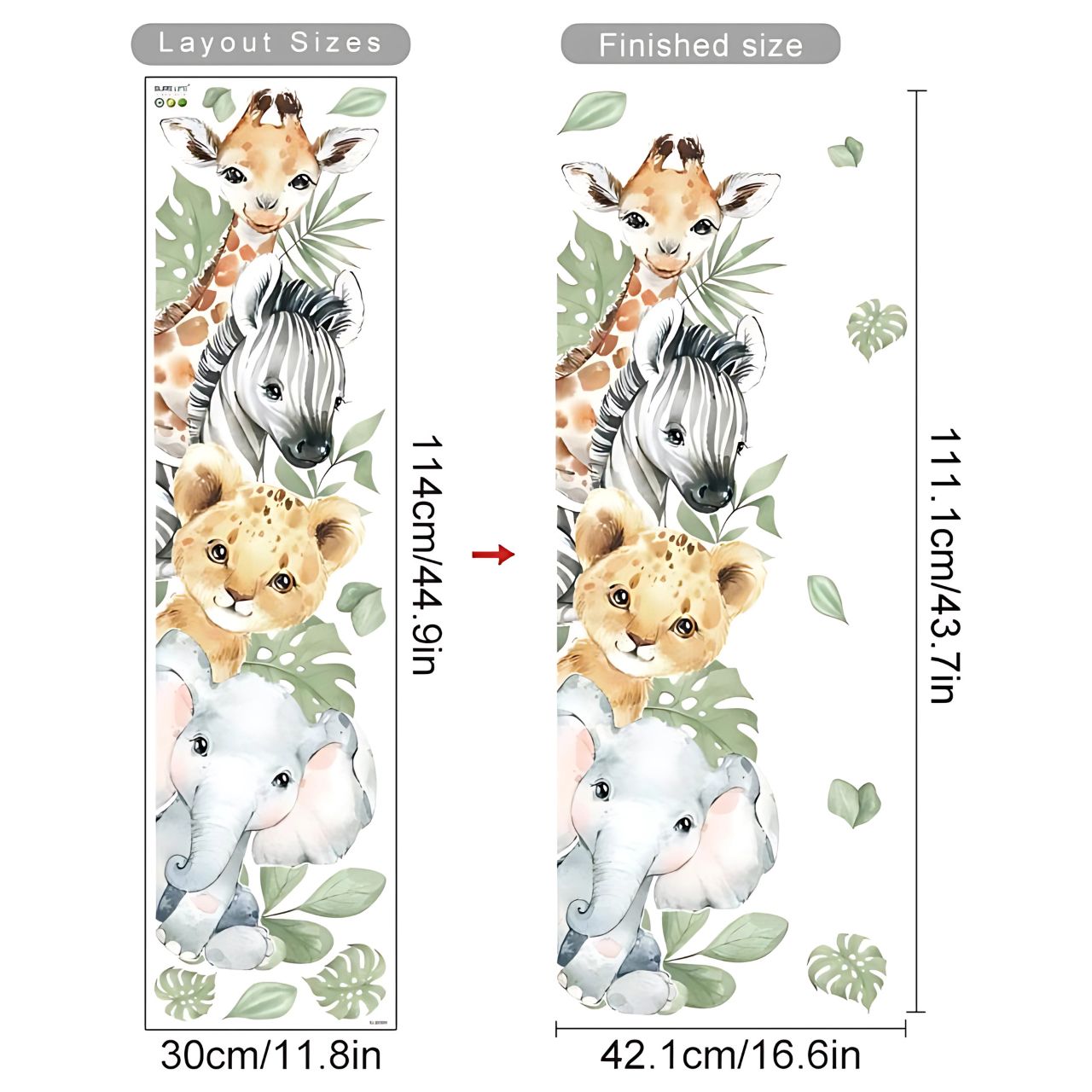 Jungle Animals Door Kids Wall Stickers