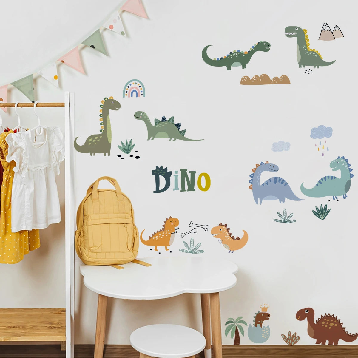 Dinosaur Plant Rainbow Kids Wall Stickers