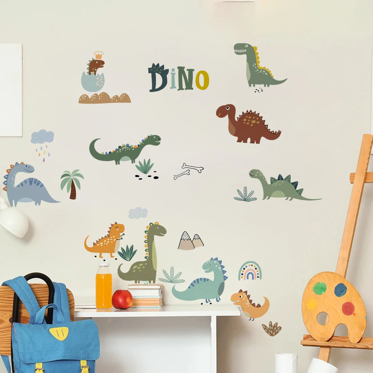 Dinosaur Plant Rainbow Kids Wall Stickers