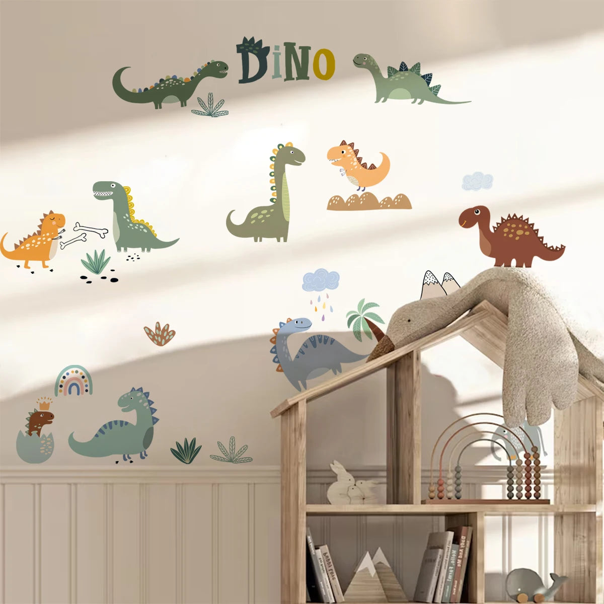 Dinosaur Plant Rainbow Kids Wall Stickers