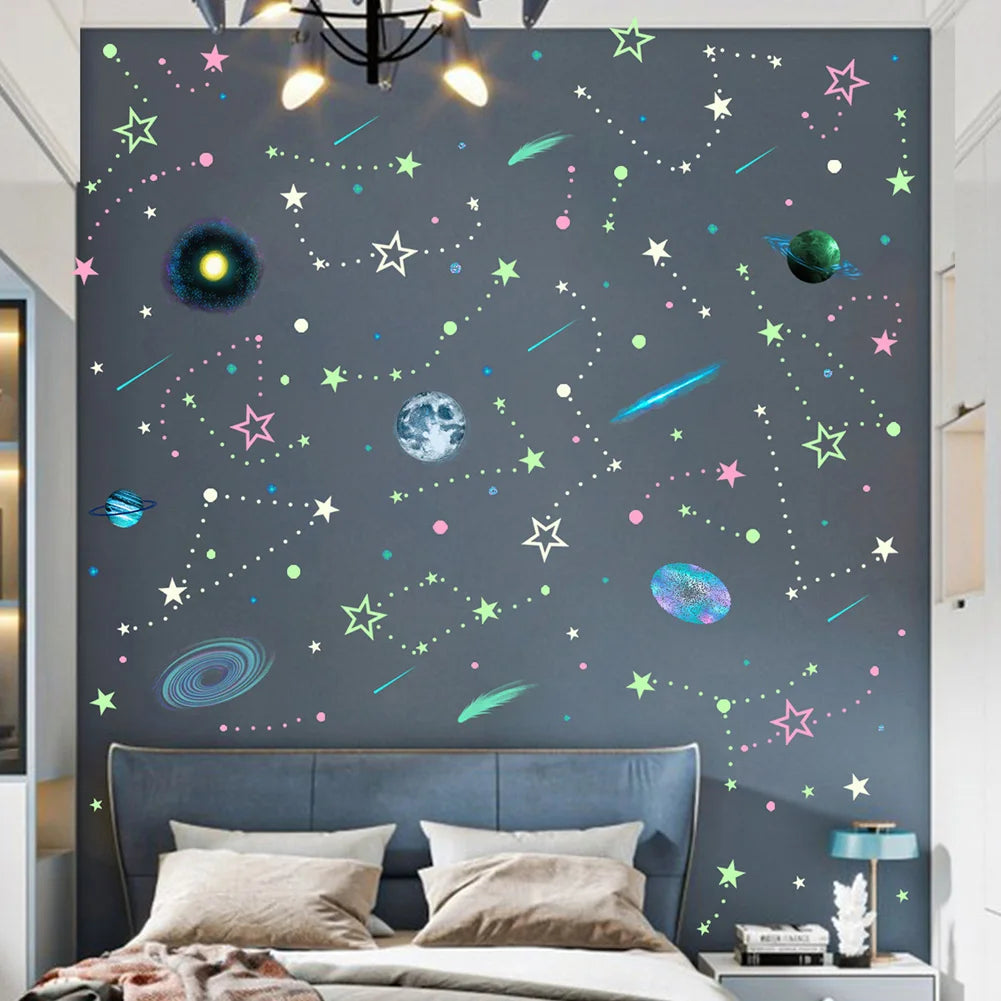 Stars Dots Planet Luminous Kids Wall Stickers