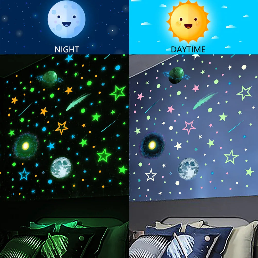 Stars Dots Planet Luminous Kids Wall Stickers