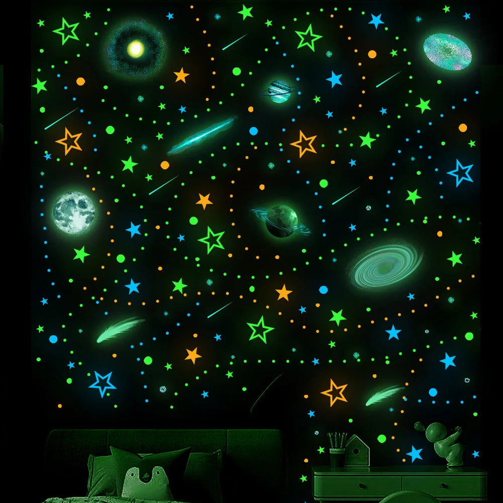 Stars Dots Planet Luminous Kids Wall Stickers