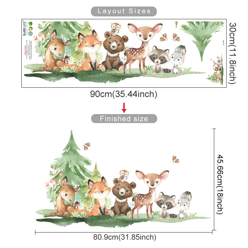 Forest Animals Theme Kids Wall Stickers