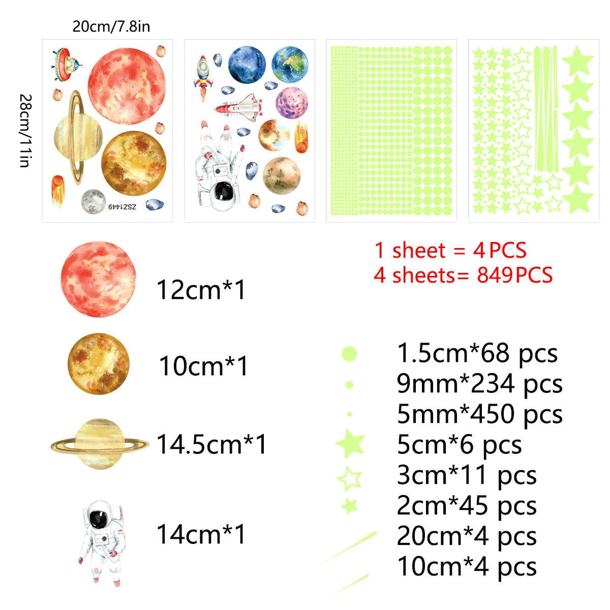 Glow in The Dark Stars Luminous Kids Wall Stickers