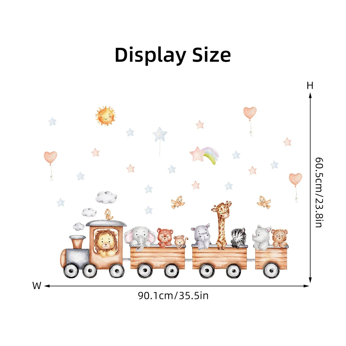 Cartoon Train Takes Animals to See the World Kids Wall Stickers