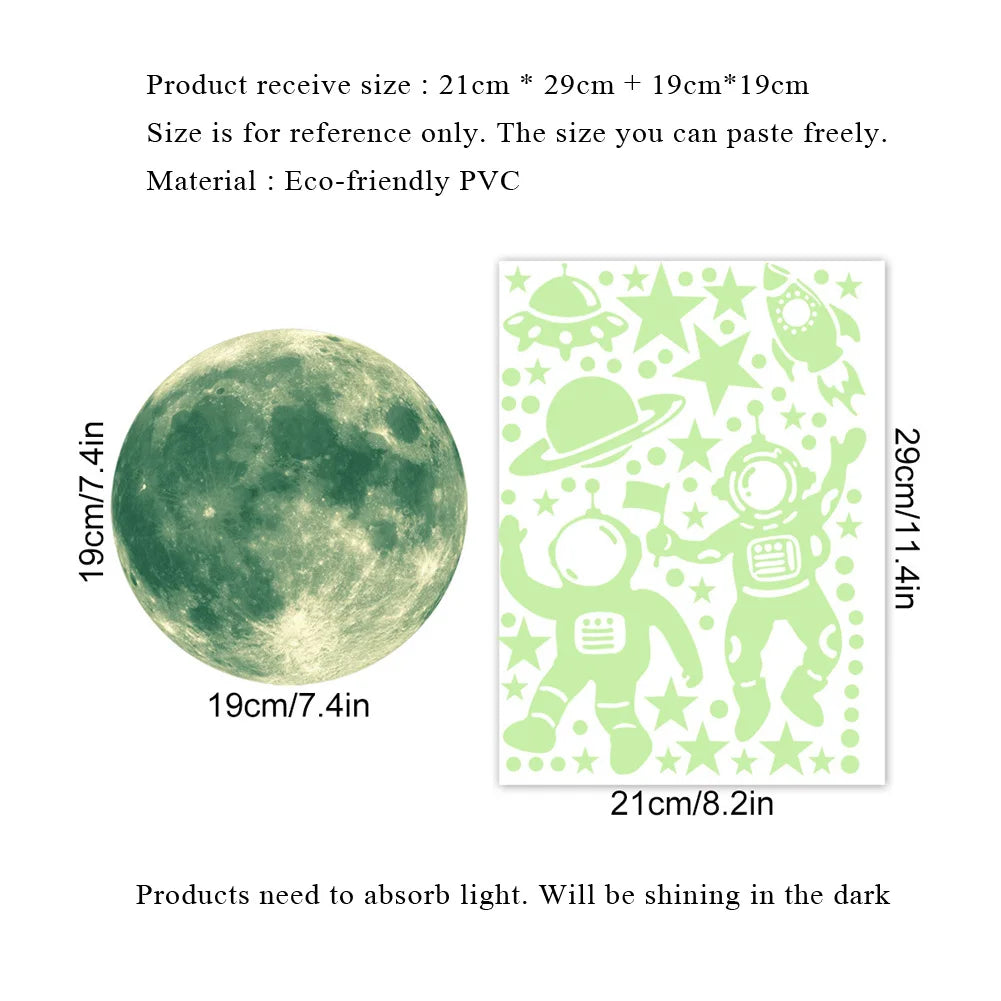 Astronaut Star Moon Luminous Kids Wall Stickers