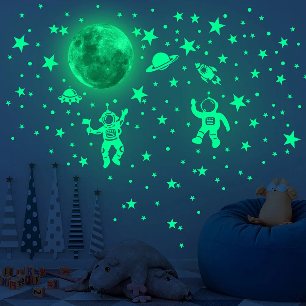 Astronaut Star Moon Luminous Kids Wall Stickers