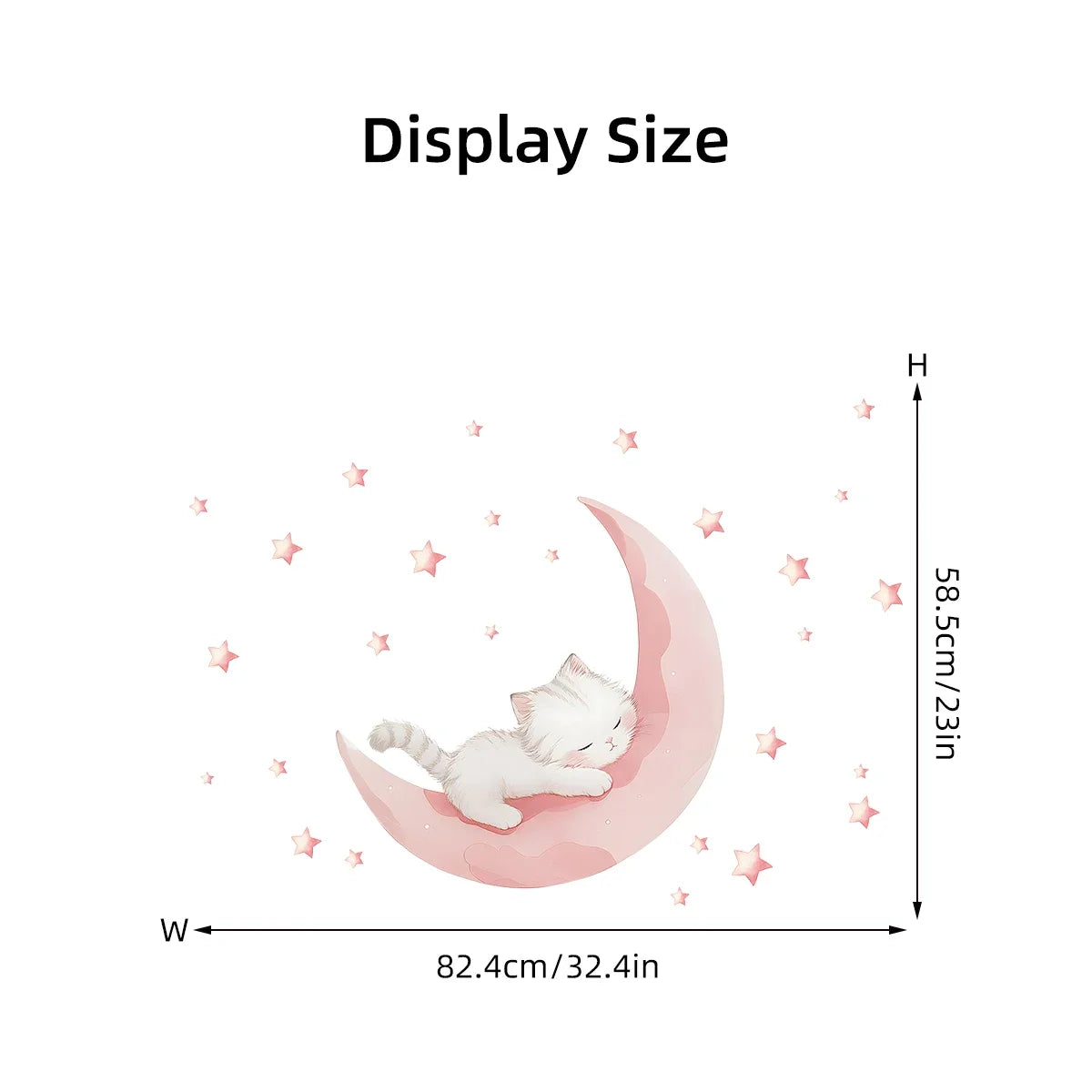 Pink Moon Cute Cat Sleep Kids Wall Stickers