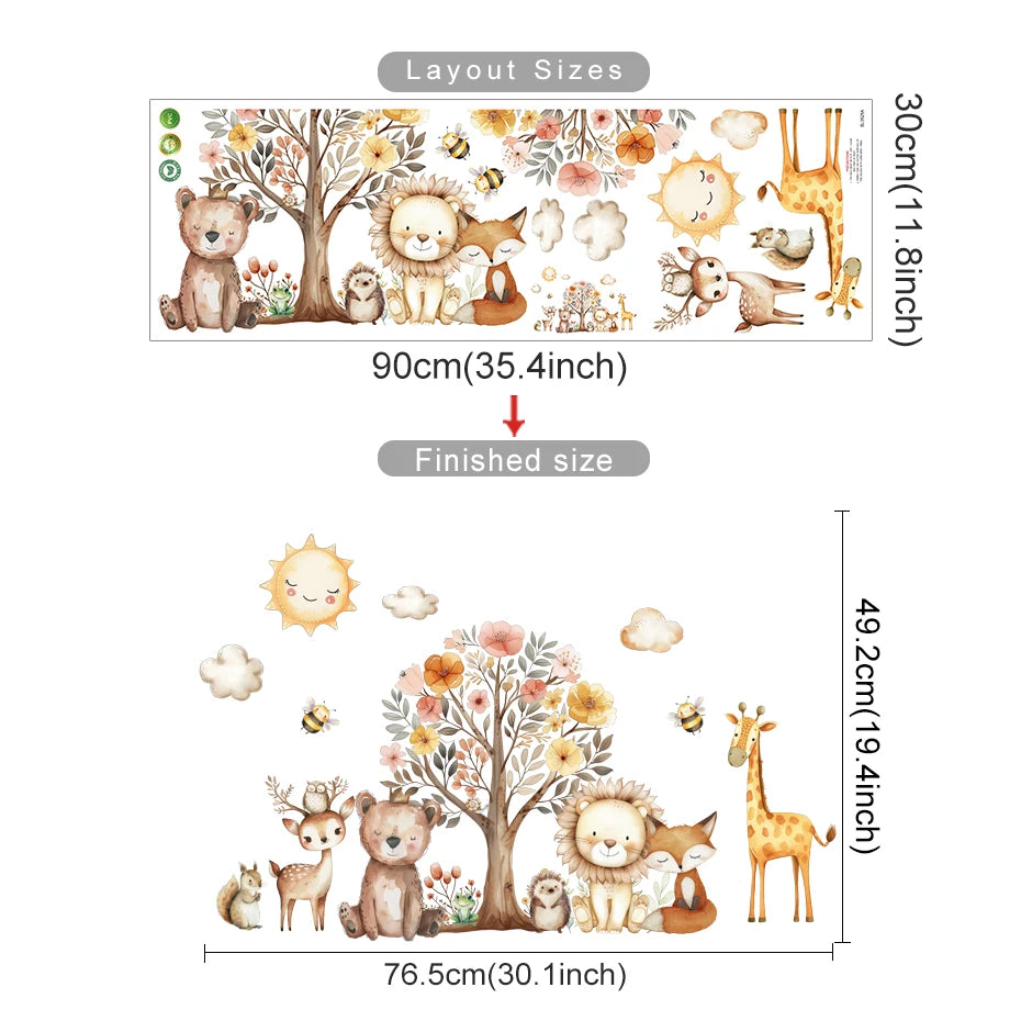 Cartoon Cute Animal Kids Wall Stickers