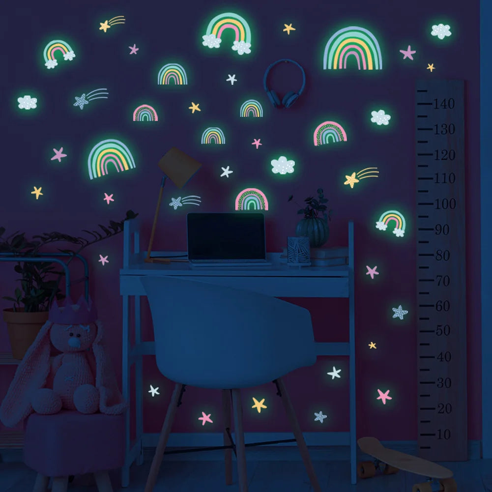 Rainbow Clouds Stars Luminous Kids Wall Stickers