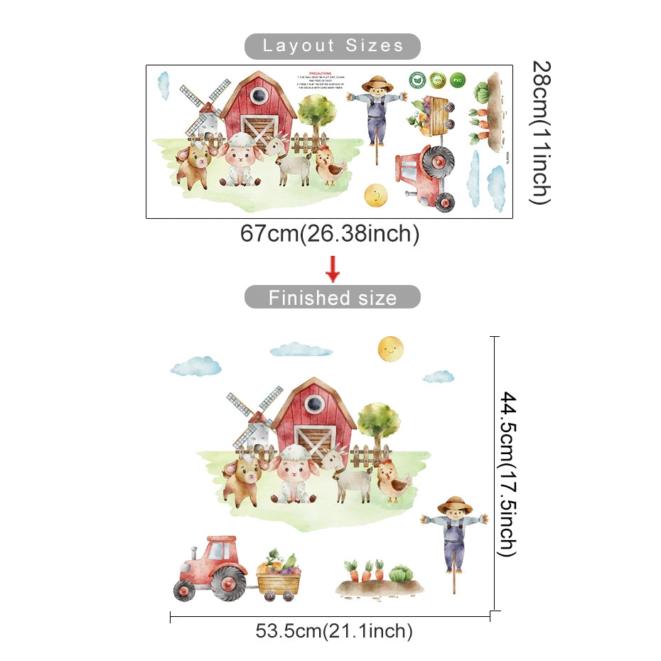 Chicken Sheep Tree Farm Kids Wall Stickers
