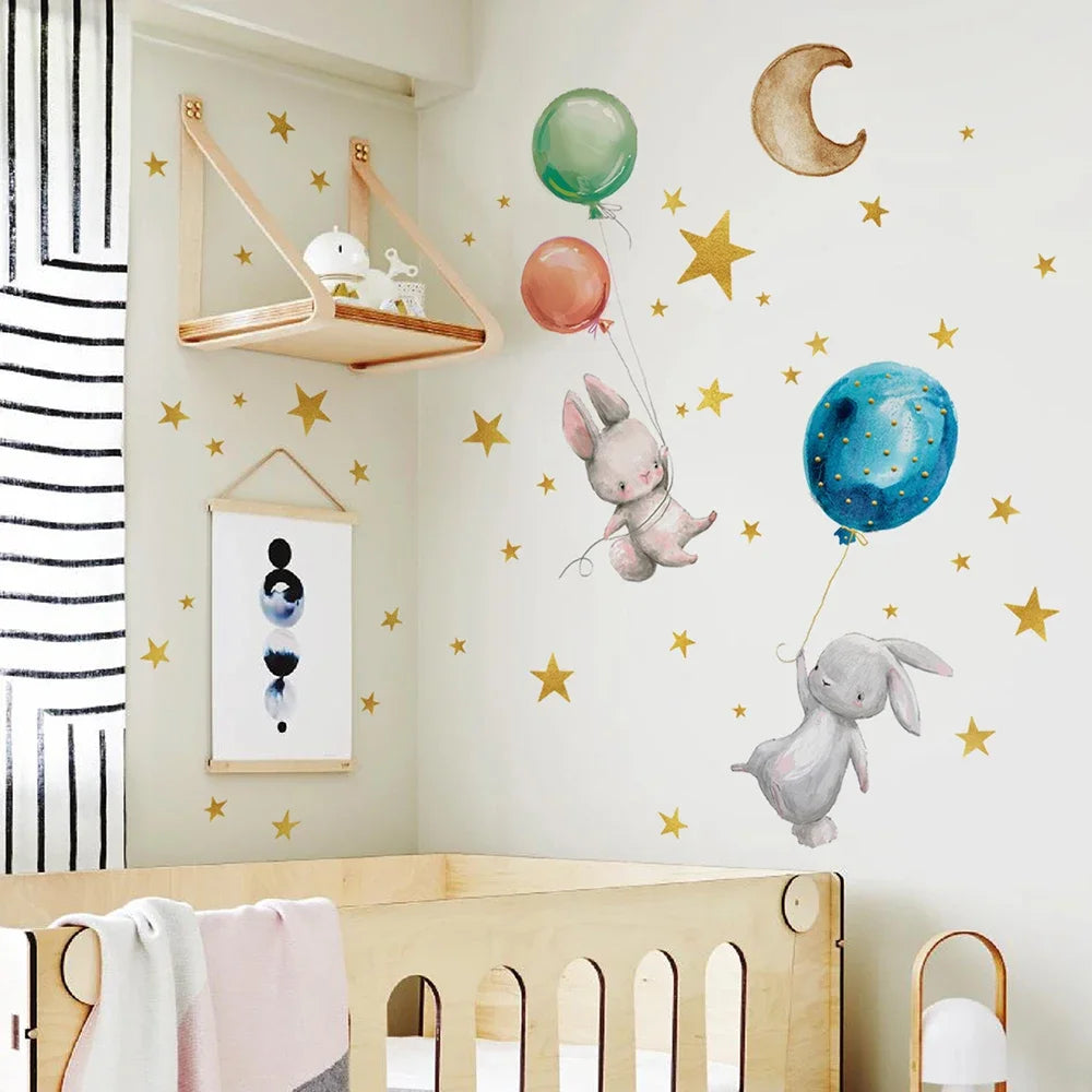Bunny Balloon Luminous Kids Wall Stickers