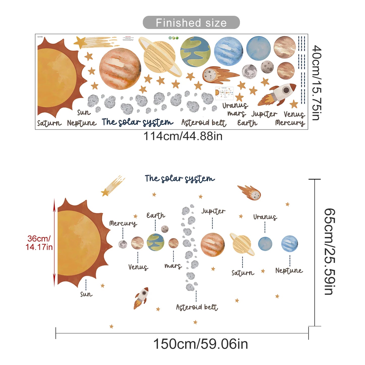 The Solar System Space Kids Wall Sticker