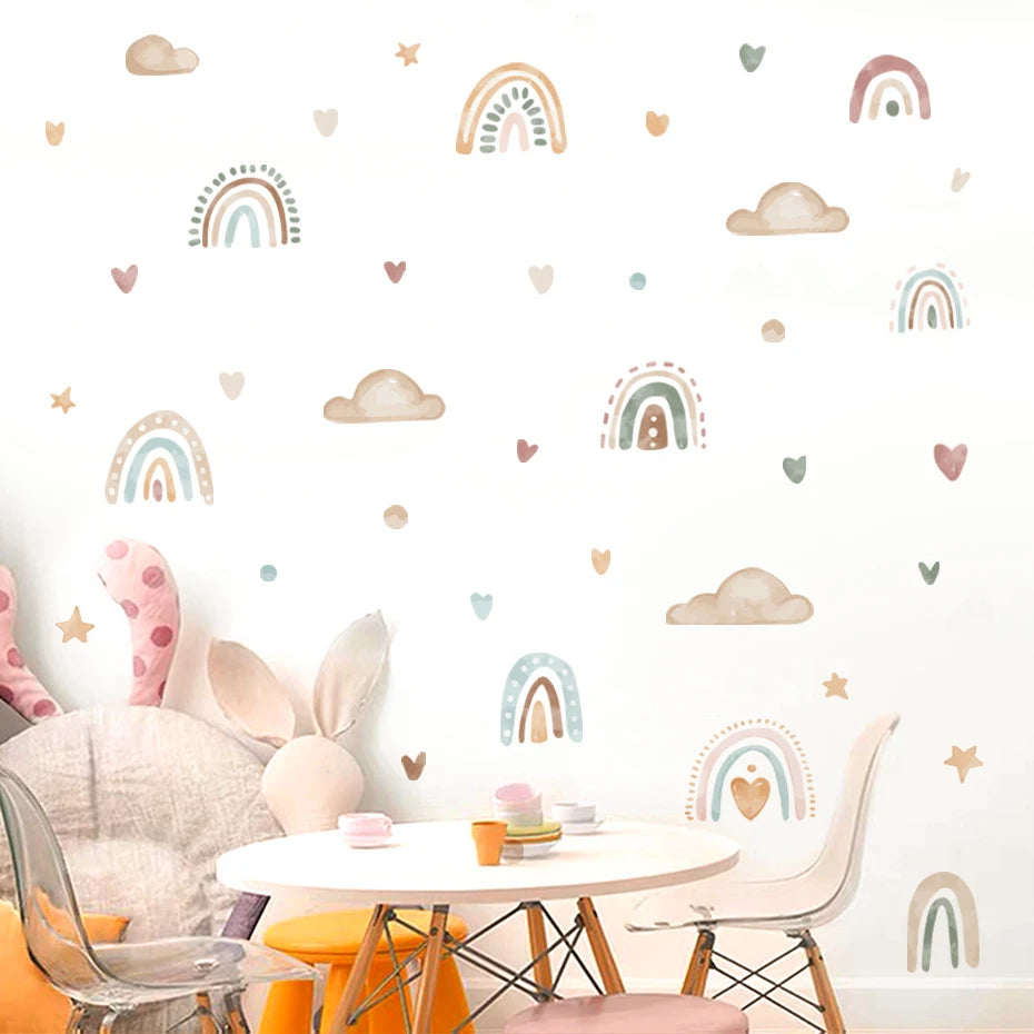 Rainbow, Sun, and Clouds Kids Wall Sticker