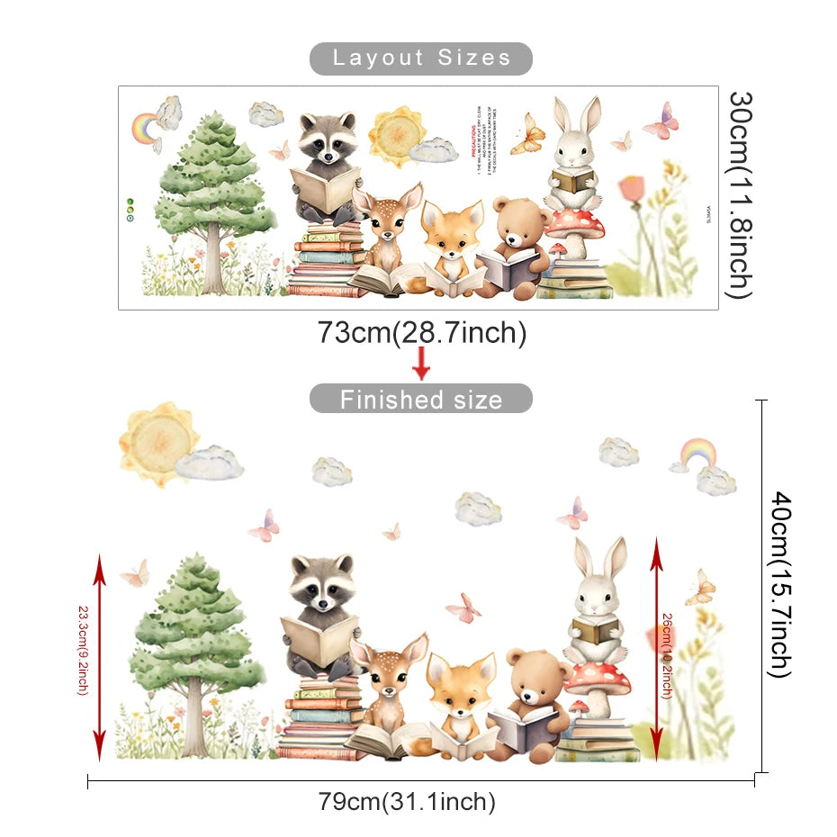 Cute Woodland Animals learning Kids Wall Stickers