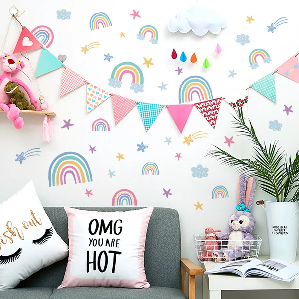 Rainbow Clouds Stars Luminous Kids Wall Stickers