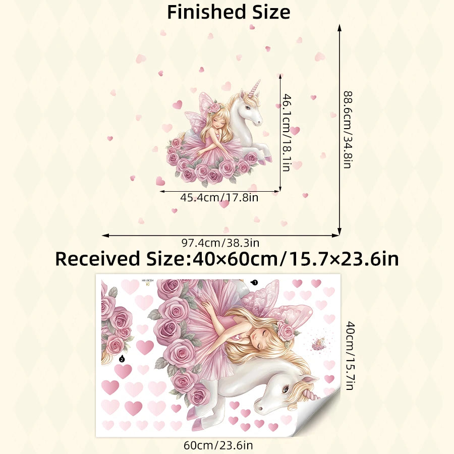 Cute Girl & Unicorn Kids Wall Sticker
