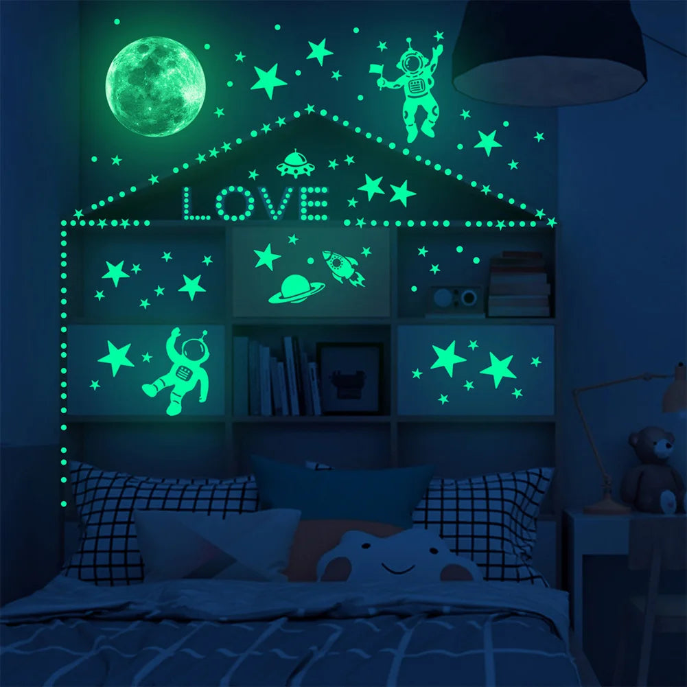 Astronaut Star Moon Luminous Kids Wall Stickers