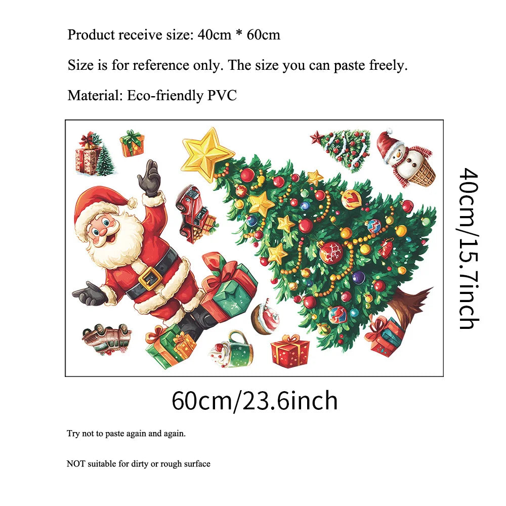 Christmas Tree Santa Gift Box Kids Wall Stickers