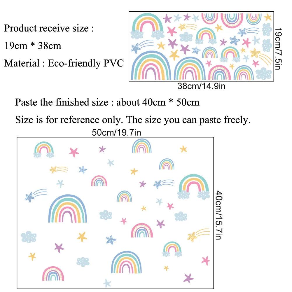 Rainbow Clouds Stars Luminous Kids Wall Stickers