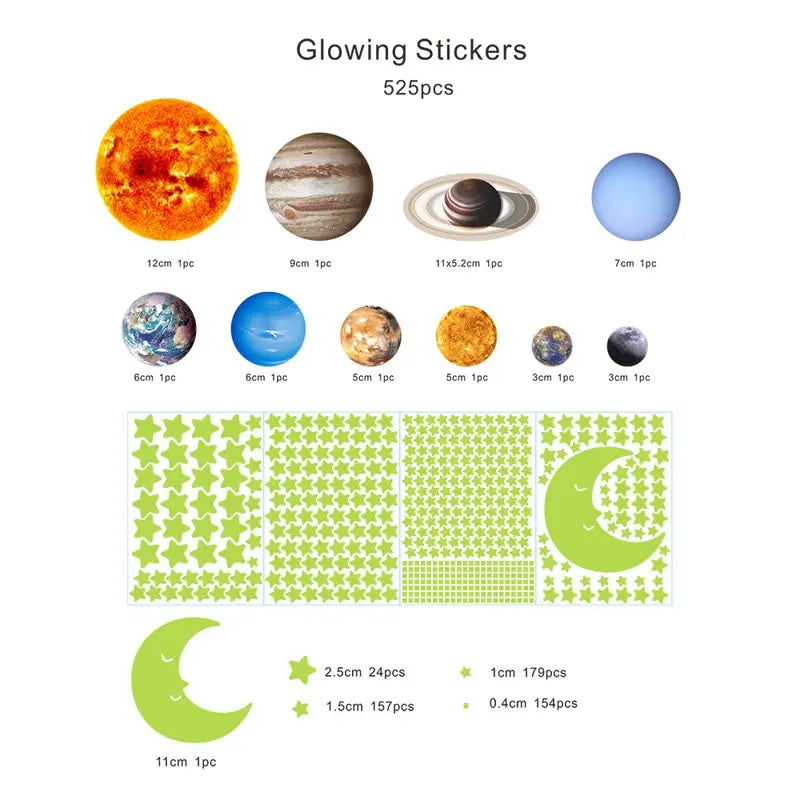 Nine Planets Luminous Kids Wall Stickers