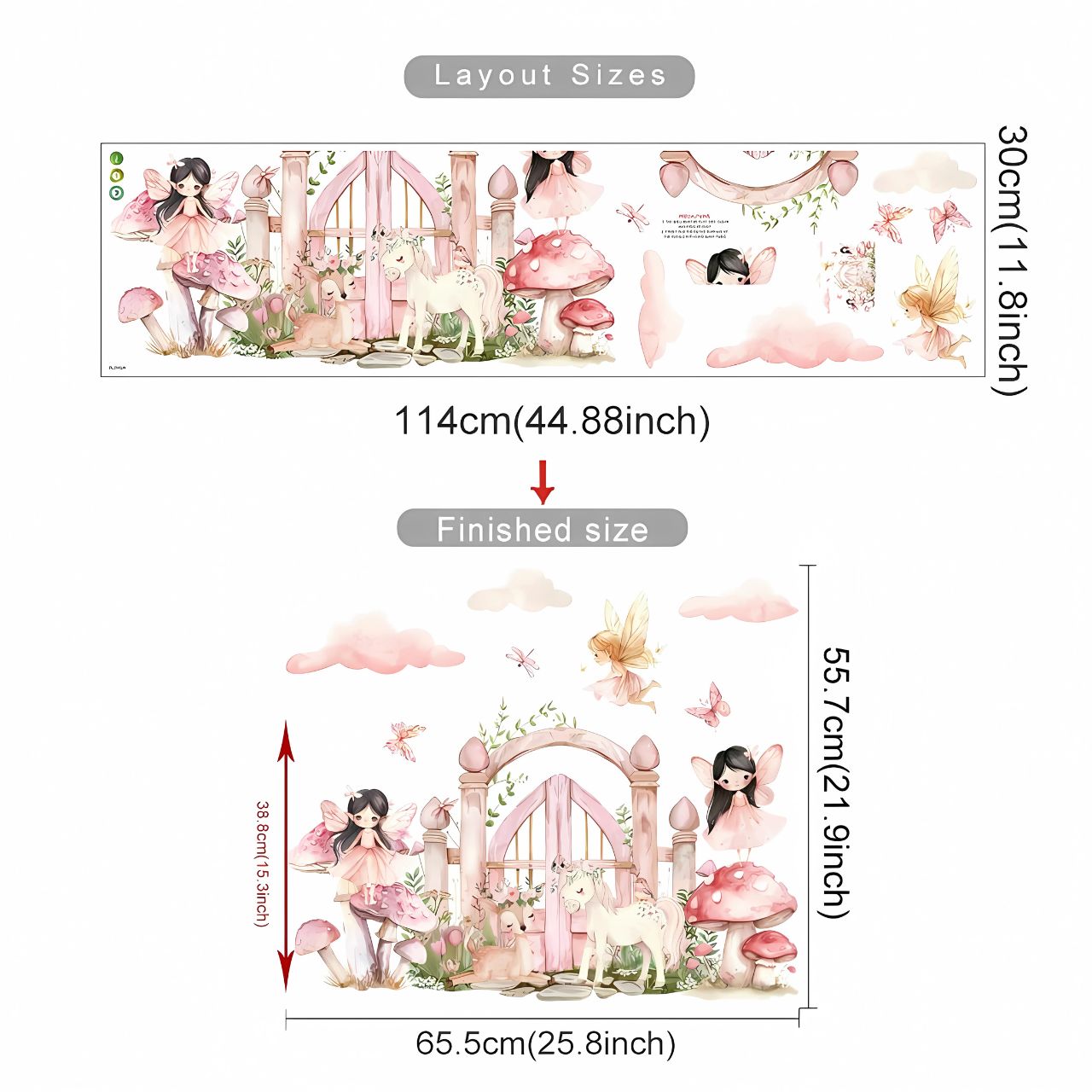 Elf Princess with Mushroom House Kids Wall Sticker