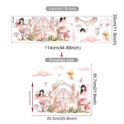 Elf Princess with Mushroom House Kids Wall Sticker