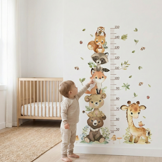 Large Animal Height Chart Kids Wall Stickers