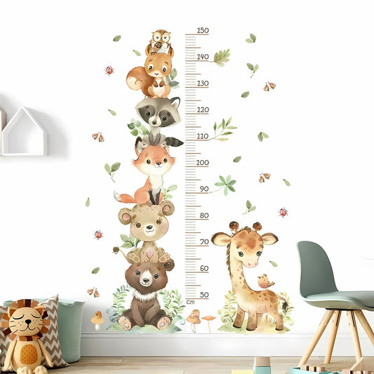 Large Animal Height Chart Kids Wall Stickers