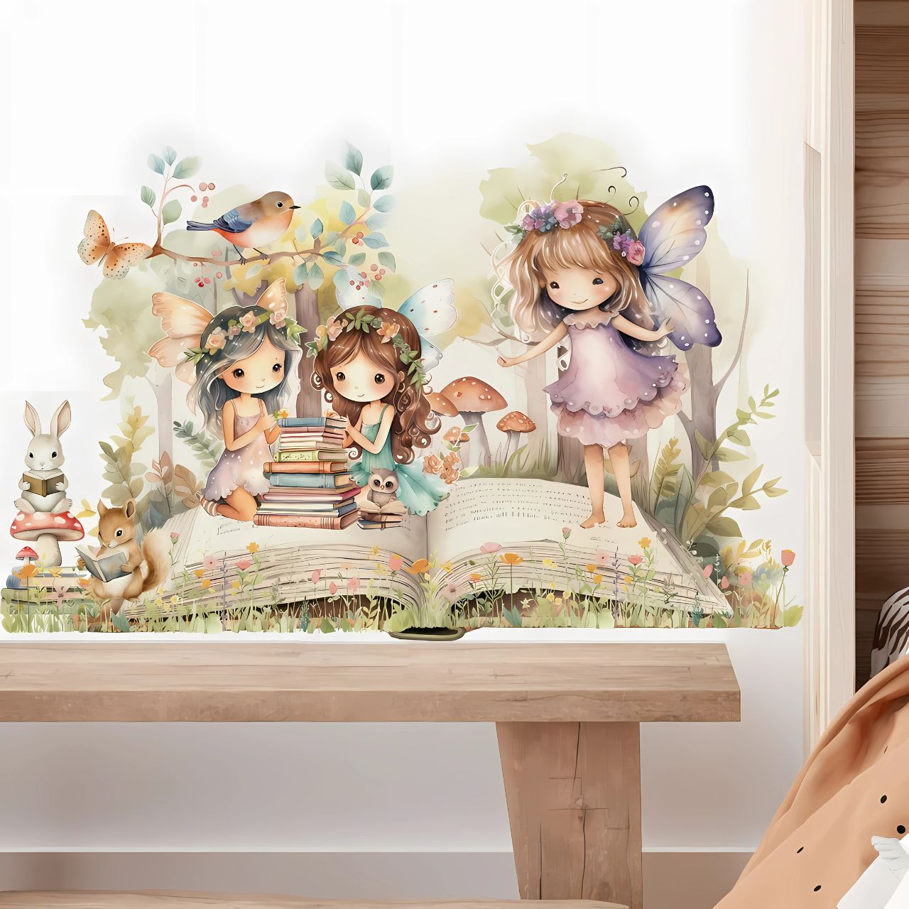 Fairy Reading a Book Kids Wall Sticker