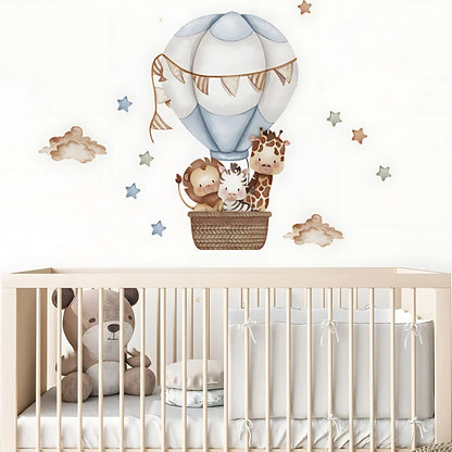 Giraffe in Hot Air Balloon Kids Wall Stickers
