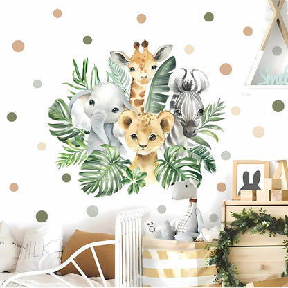 Jungle Animals & Leaves Kids Wall Stickers
