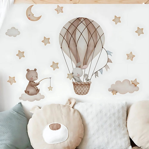 Hot Air Balloon Animals Kids Wall Stickers