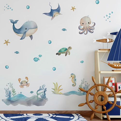 Marine Animals with Whale & Turtle Kids Wall Stickers