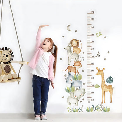 Animal Height Chart with Lion & Elephant Kids Wall Stickers