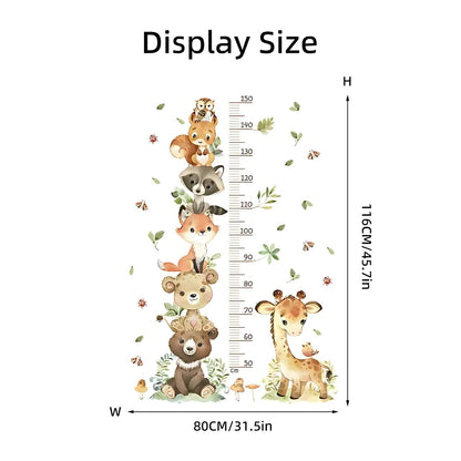 Large Animal Height Chart Kids Wall Stickers