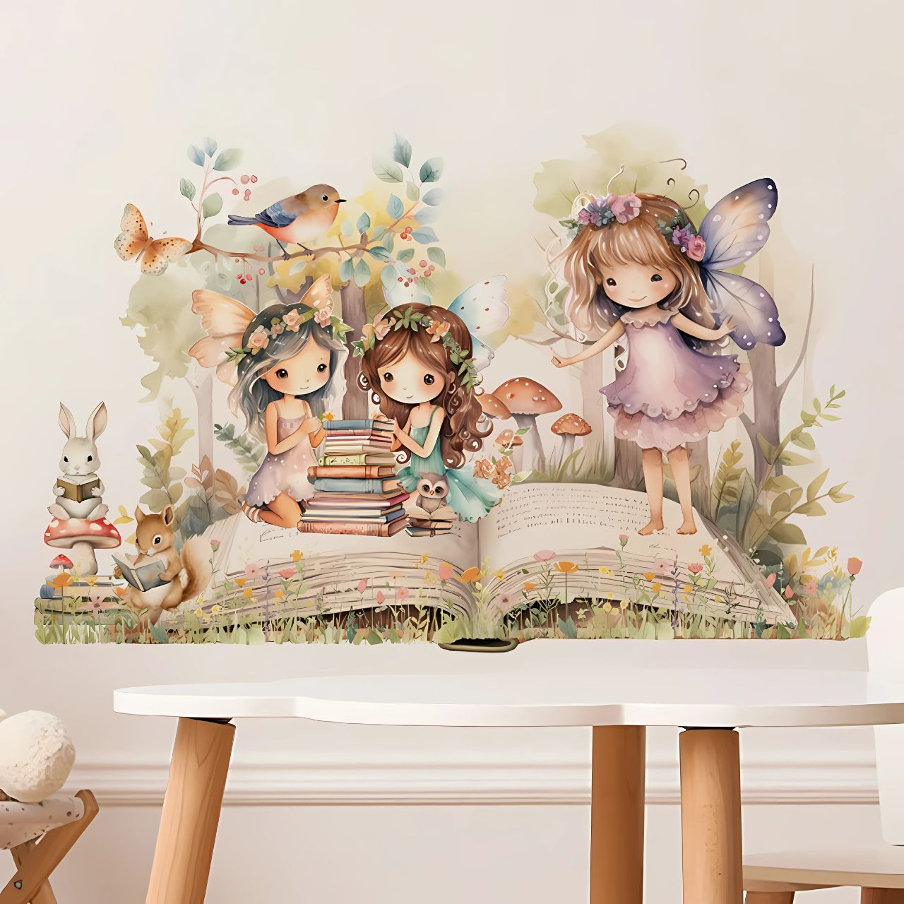 Fairy Reading a Book Kids Wall Sticker