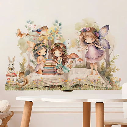 Fairy Reading a Book Kids Wall Sticker